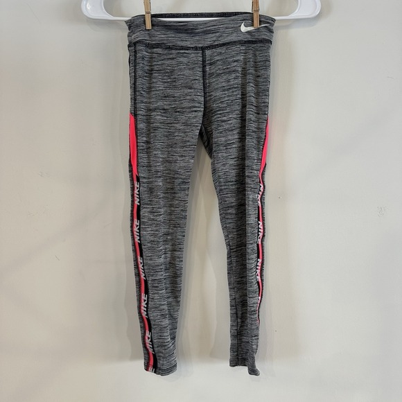 Nike Other - Dri-Fit Nike Little Girls 6 Ankle Leggings Marled Gray Pink Stripe Logo‎